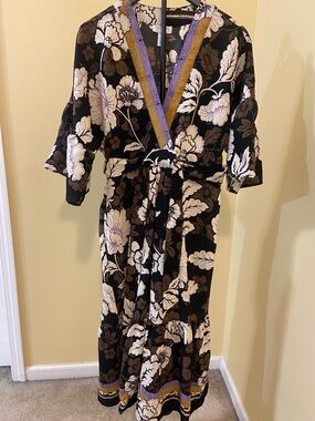 sofia by sofia vergara Black Dress with Cream, Brown & Purple Floral Print